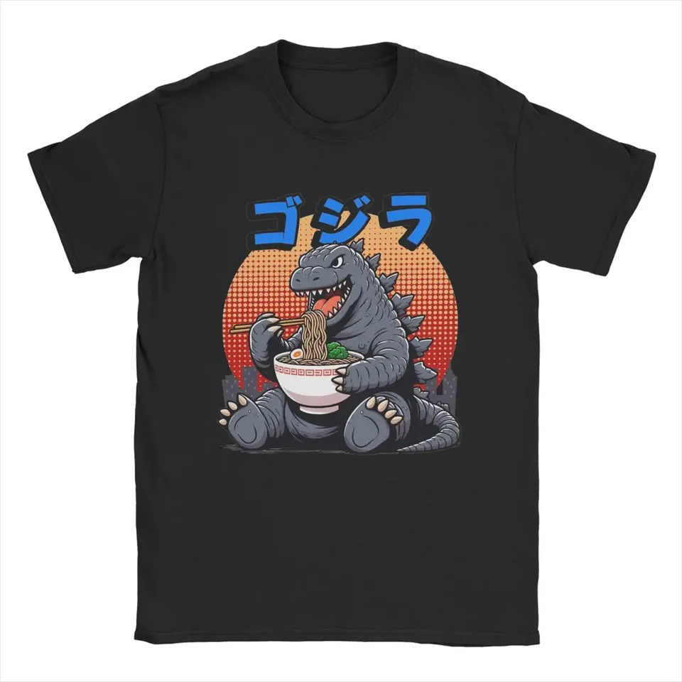 Godzillaed jesť ramenov muži tričko Funny Tees Krátke rukávy Crewneck Tričko 100% bavlnená darček nápad oblečenie