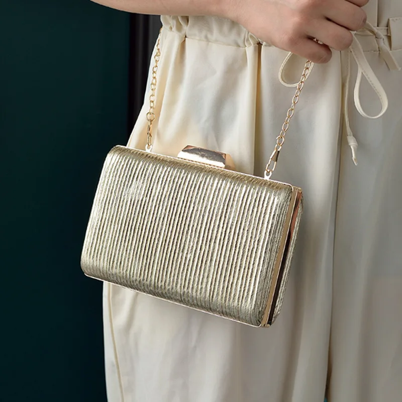 Gold Square Capere Stripe Clutch Kabelky pre ženy luxusné dizajnérske blingové peňaženky Značky večerné krížové rameno vrecko Hot