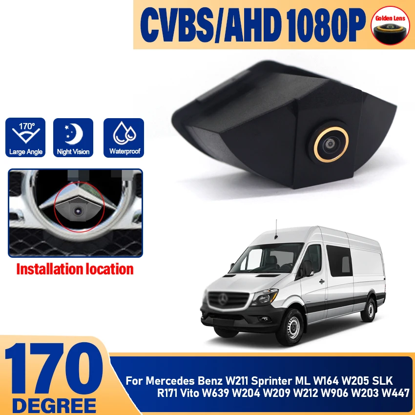 Golden AHD Car Front View Camera pre Mercedes Benz W211 Sprinter ML W164 W205 SLK R171 VITO W639 W204 W209 W212 W906 W203 W447