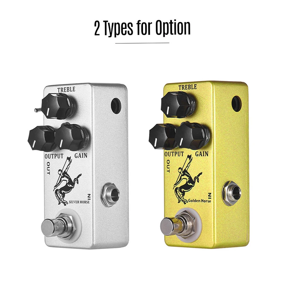 Golden Horse Guitar Overdrive Effect Pedál s plným kovovým škrupinom True obtok