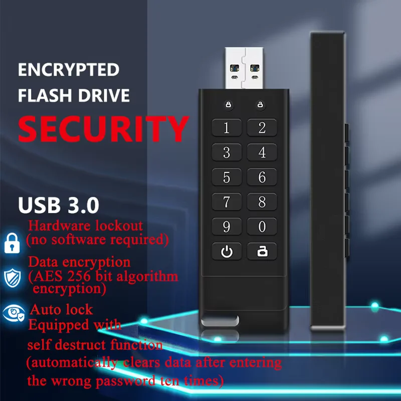 Goldenfr Encryption USB 3.0 Prenosný bezpečnostný zámok USB Flash Drive256GB 512 GB