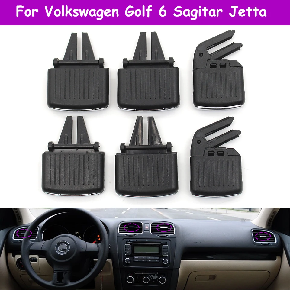 Golf 6 Sagitar Jetta Car Front Zadná klimatizácia AC Vent Grille Slidle Outlet Tab Clip pre Volkswagen 1KD819703 L1KD819203