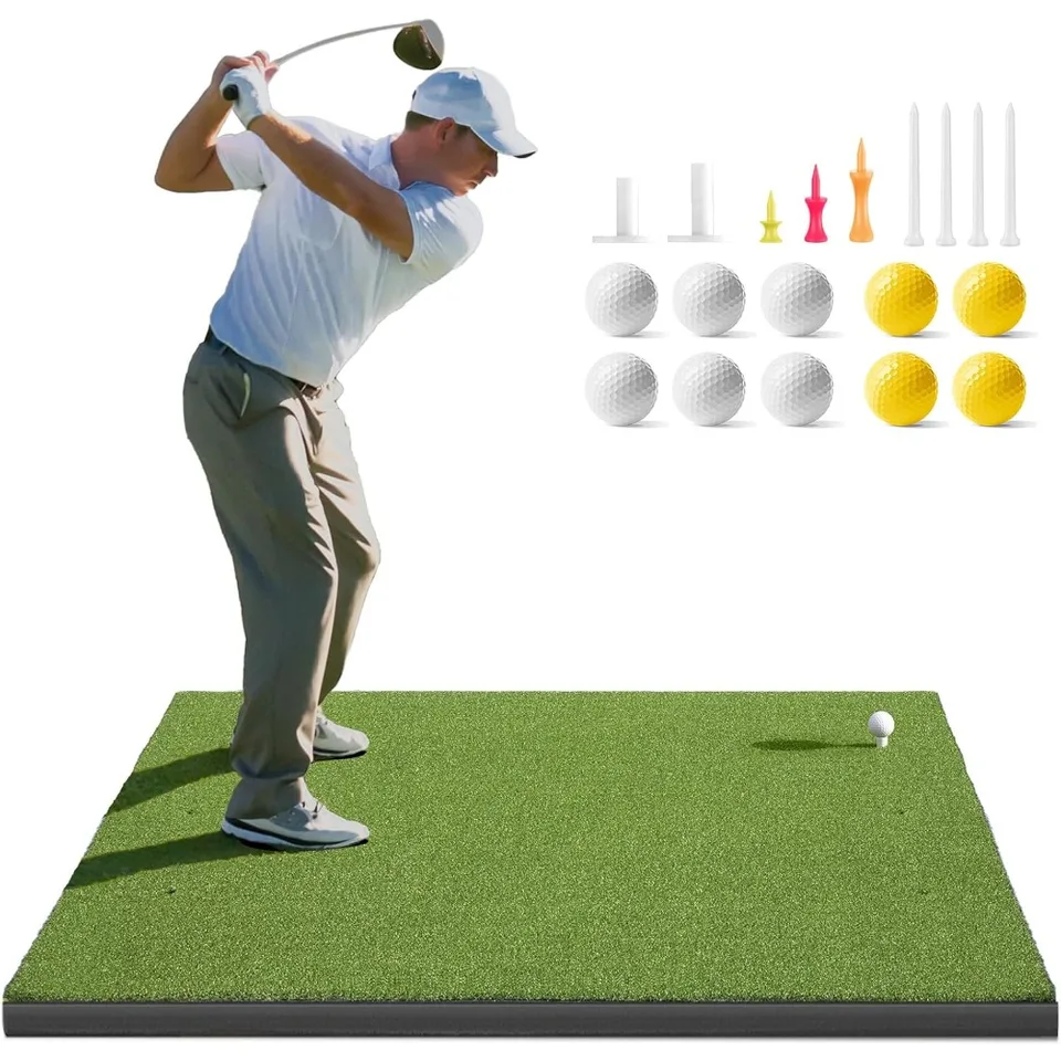 Golf Mat, 5x4ft Golf zasiahnutá rohožami s 10 loptičkami, 9 odpaliskámi, golfovým zasiahnutím výcvikových pomôcok na štiepanie