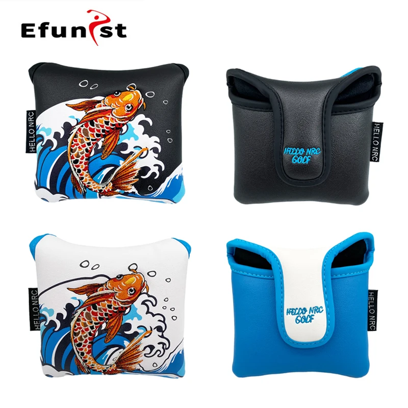 Golf Putter Cover Golf Square Cover Cover Club Protector ochranca koi magnetický otvor a zatváranie kožených golfových doplnkov PU