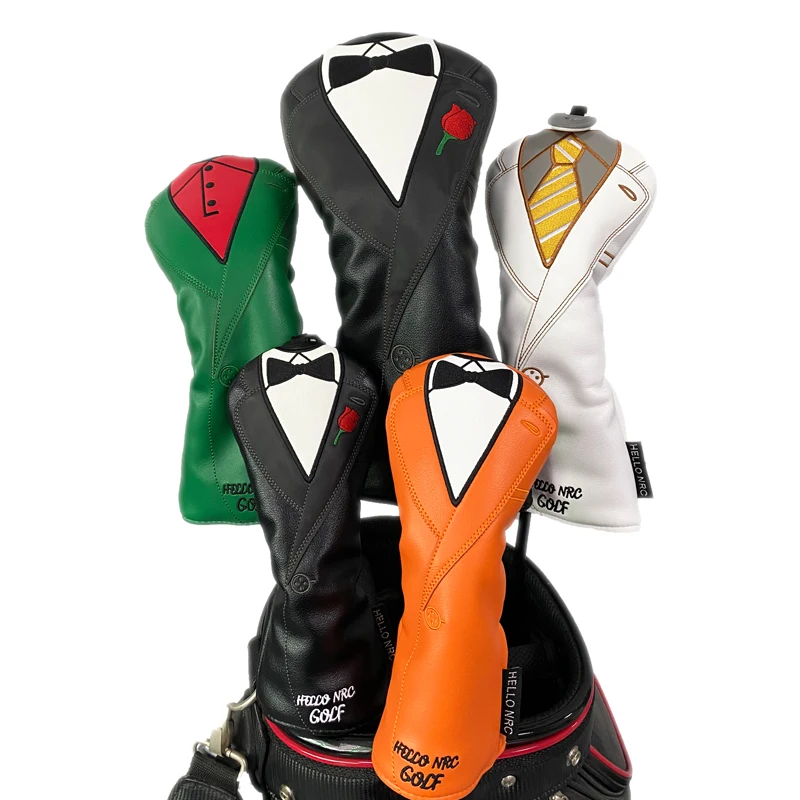 Golf Wood Head Cover PU kožený oblek v štýle vodotesného pre vodiča hybridné golfové hlavy s číselným golfovým doplnkom