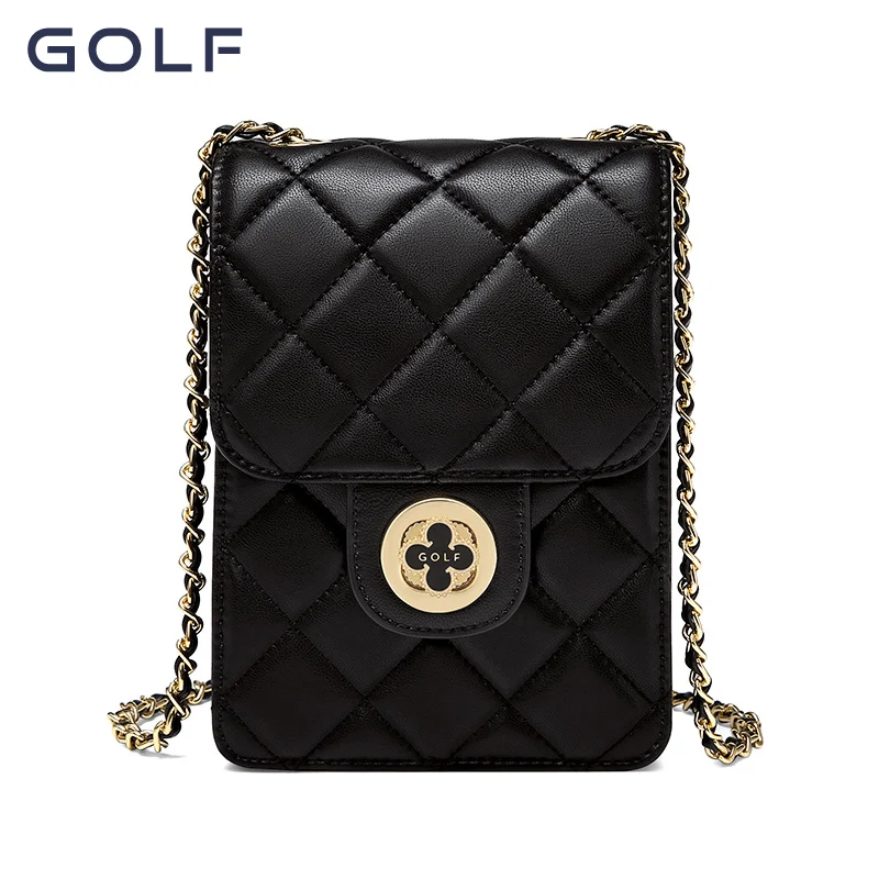 Golfová taška 2024 Nová originálna kožená taška na mobilný telefón Dámsky reťazec Lingge Small Square Bag Mini One Ramer Crossbody