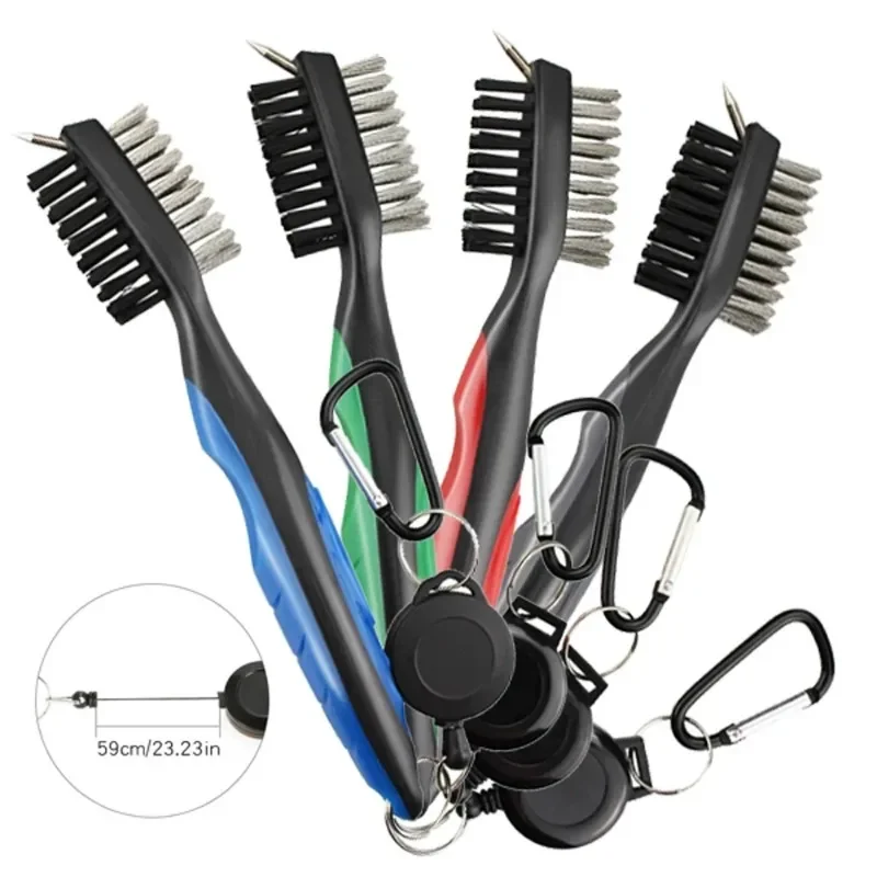 Golfový klub Brush Groove Cleaner 2 ft zatiahnuteľný zipsový hliníkový karabín Lightweight Stylish sa ľahko pripojí k golfovému taške Nový