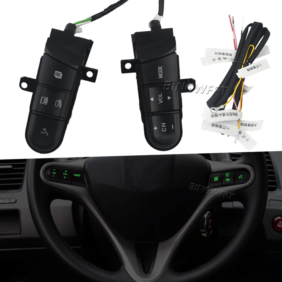 Gombík + drôtový volant Bluetooth Bluetooth Phone Holuge Prepínač pre Honda Civic 2006-2011