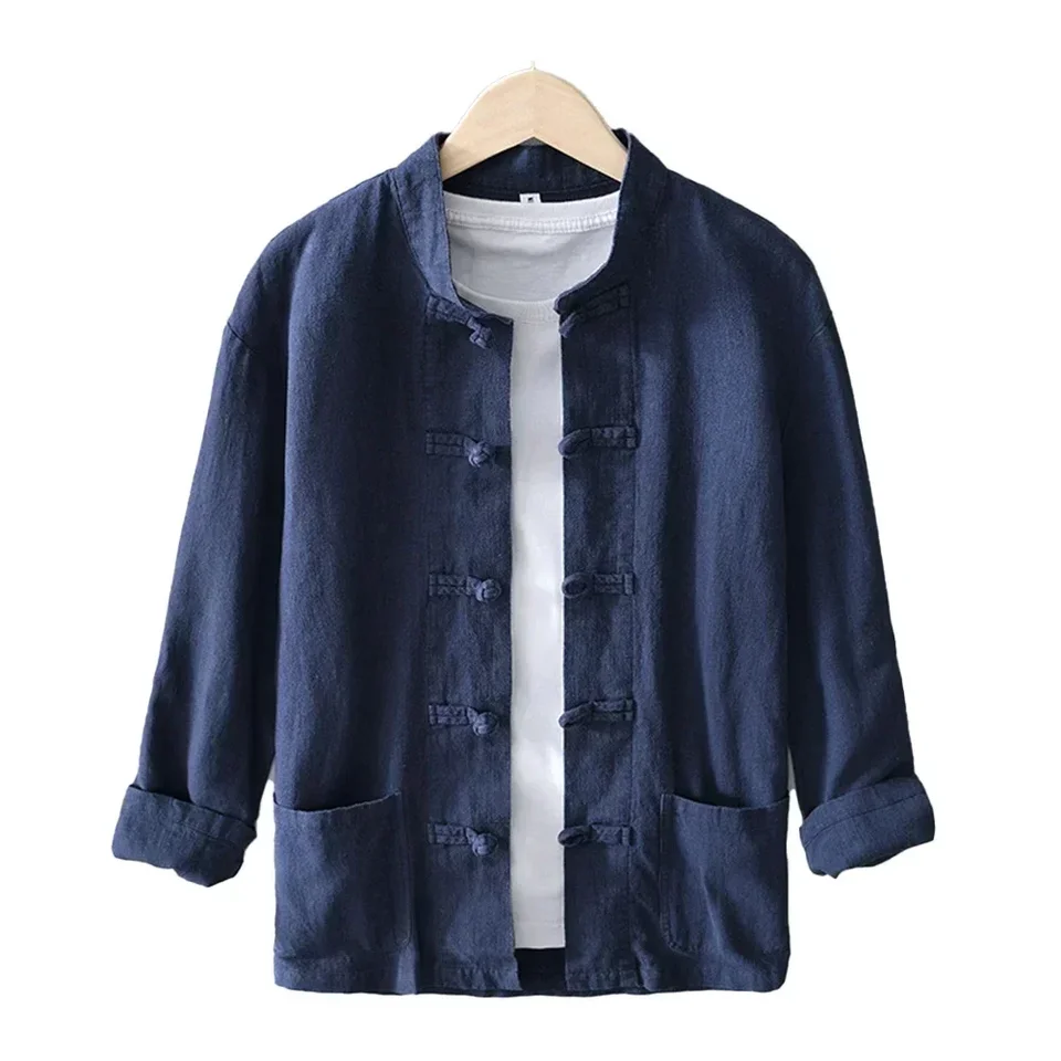 Gombíkový oblek z čínskeho štýlu dlhé rukávy s dlhými rukávmi neformálne opotrebenie neformálne opotrebovanie dlhých rukávov Polyester tkanina Pravidelne fit