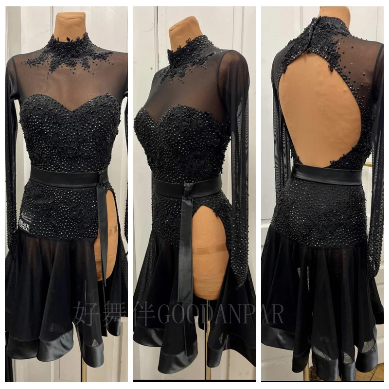 Goodanpar sexy ženy latinské tanečné súťaž Šaty s BodySuit podprsenky pohár lycra salsa samba rumba scénické tanečné oblečenie
