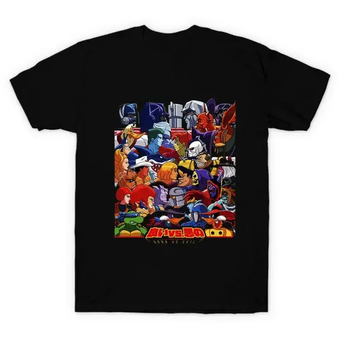 Goood vs Evil Shera He-Man Optimus Skeletor Shredder megatron čierne tričko