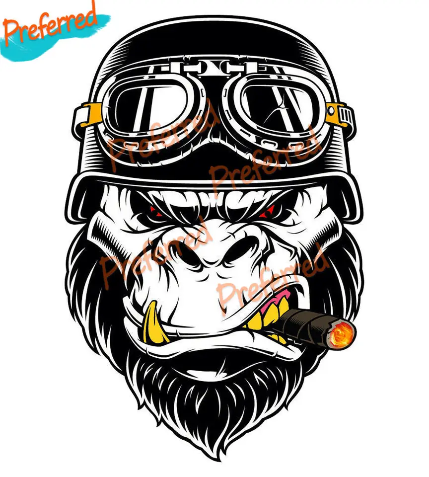 Gorila prilba Hot Rod Chopper potkan Fink Motorcycle Sticker Racing Gun pre váš domov, auto, chladiče a laptopy butikové obtisky