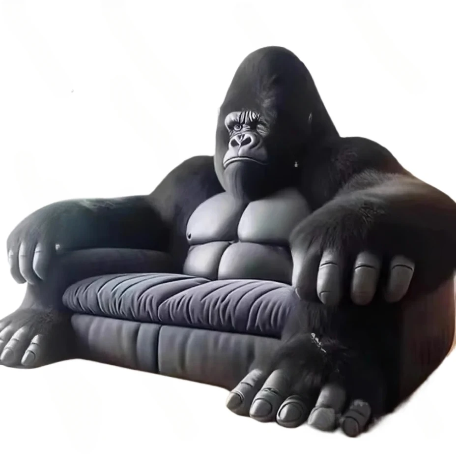 Gorilla pohovka obývacia izba Nábytok Dvojrozmerná diamantová pohovka spálňa Kreatívna Kreatívna veľká zvierací koža pohovka
