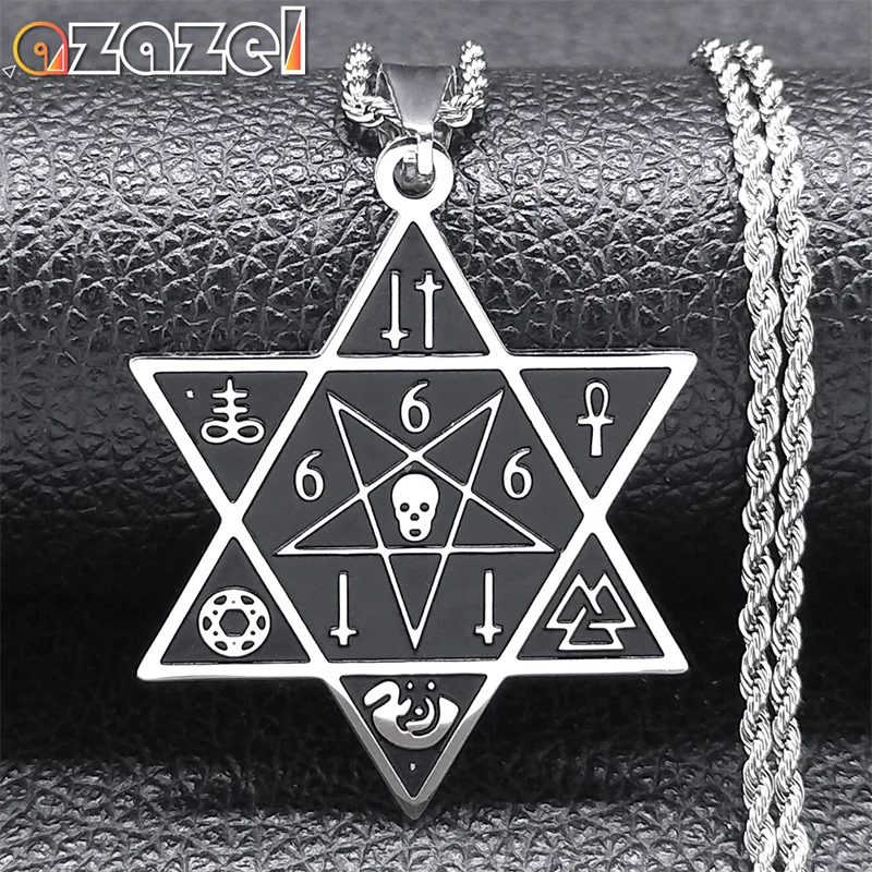 Goth 666 Pánsky kostol Satan Hexagram Ankh krížové náhrdelníky Magen Star of David Devil Demon Skull Lucifer náhrdelník šperky