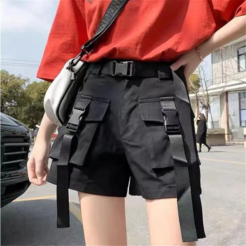 Goth Bandage Shorts Ženy letný punk nákladný kraťas