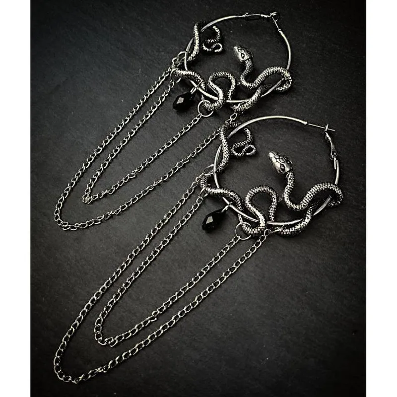 Goth Snake Hoop náušnice wiccan kreatívne gotické šperky punk šperky rock grunge novina vyhlásenie módne dám