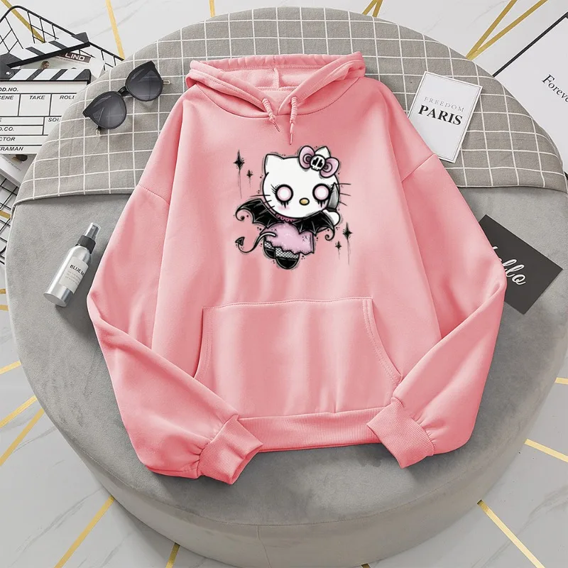 Goth y2k mikina karikatúry Hellokitty tlačové mikiny Ženy Spring Grafický grafický harajuku oblečenie vintage 90. roky mikiny ženské topy