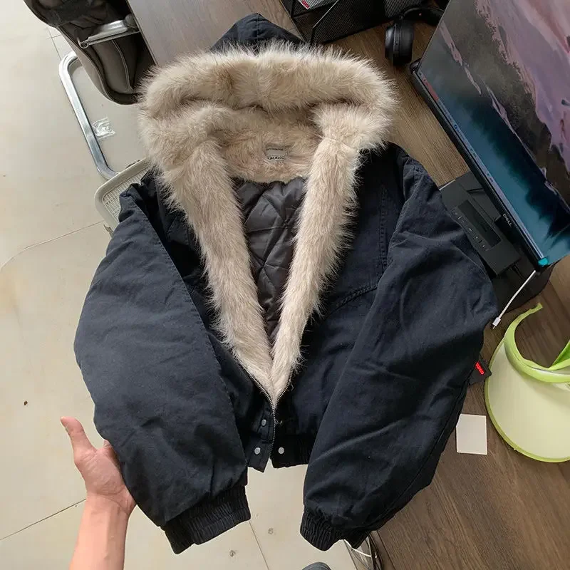 Gothic Kórejská ulica Trendy Girl Classic Hoodie Y2K Zábavný dizajn zips zips kožený golier Sportswear Jeseň/zima otvorená fleecová bunda