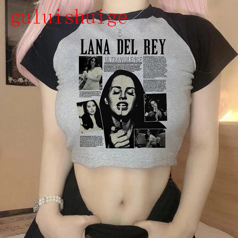 Gotická plodina Top Lana del Rey Ldr plachetnica tričko orezaná harajuku žien vintage tričko s krátkym rukávom Trič