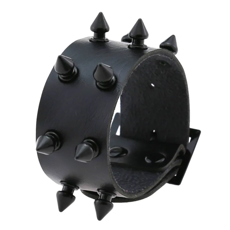 Gotické 2 riadky Spike Nivets PU kožené náramky náramok náramky Cuff Goth šperky Punk náramky pre ženy
