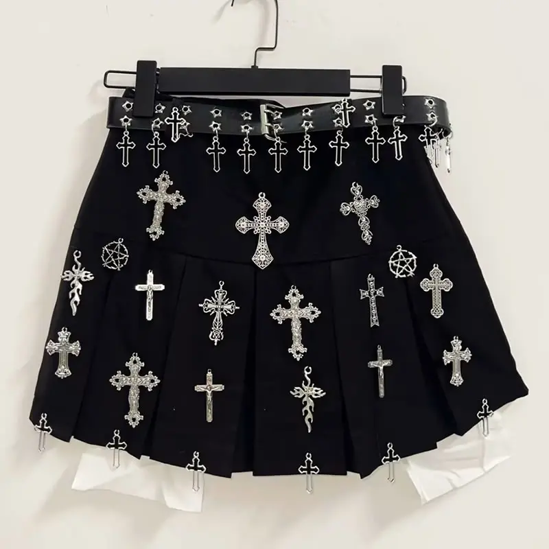 gotické oblečenie y2k oblečenie punk krátke sukne gotické krátke sukne harajuku krátke sukne y2k módne krížové sukne y2k krátke sukne