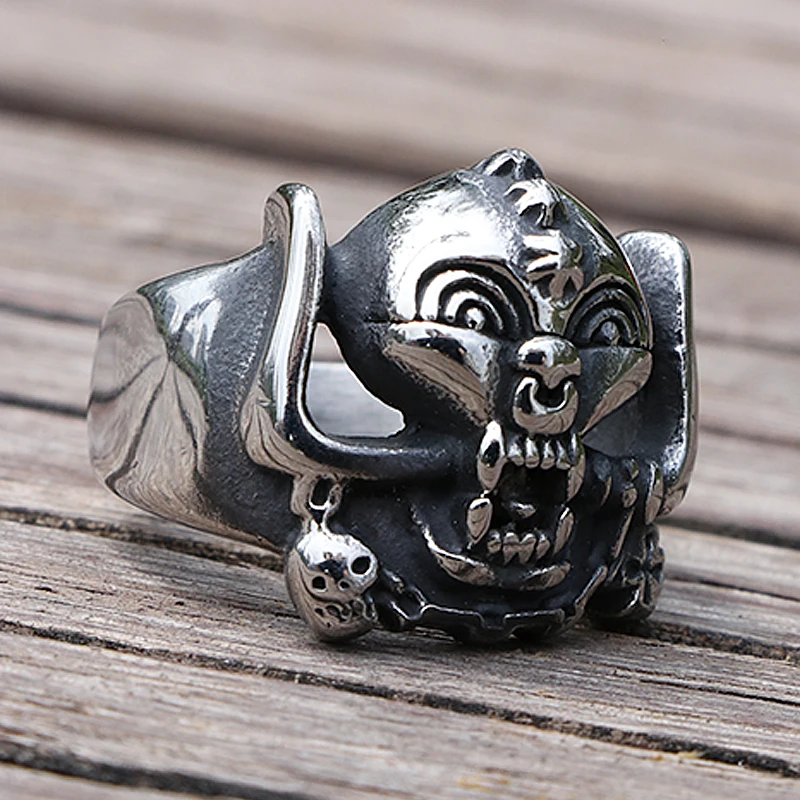Gotické pánske pánske prsteň z nehrdzavejúcej ocele Etnický retro štýl lebky Biker Rings Male Rock Punk Ring pre neho darček