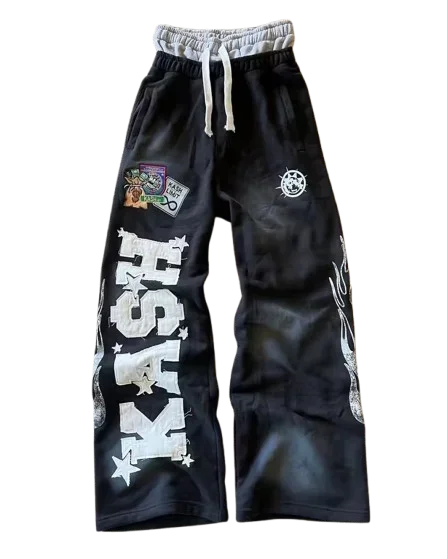 Gotické retro retro dvojhlavé nohavice Letter Patch Baggy Jogging Pants Pánske y2k nový harajuku hip-hop casy Joker Pants Street Wear