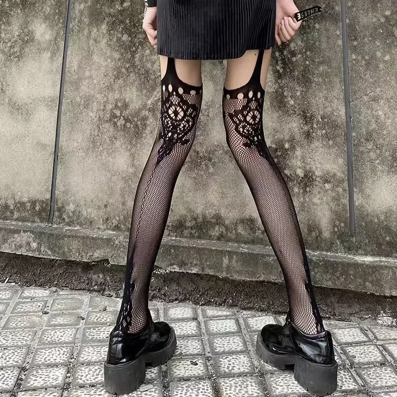 Gotické tmavé dievča Dlhé sexy rybárske pančuchy Ženy Klasický dizajn harajuku emo sieťové pančucháče spodky