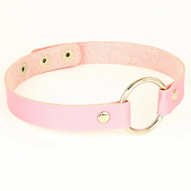 Gotický okrúhly kožný kožný kohútik náhrdelník s rockovým golierom punk goth choker náhrdelník