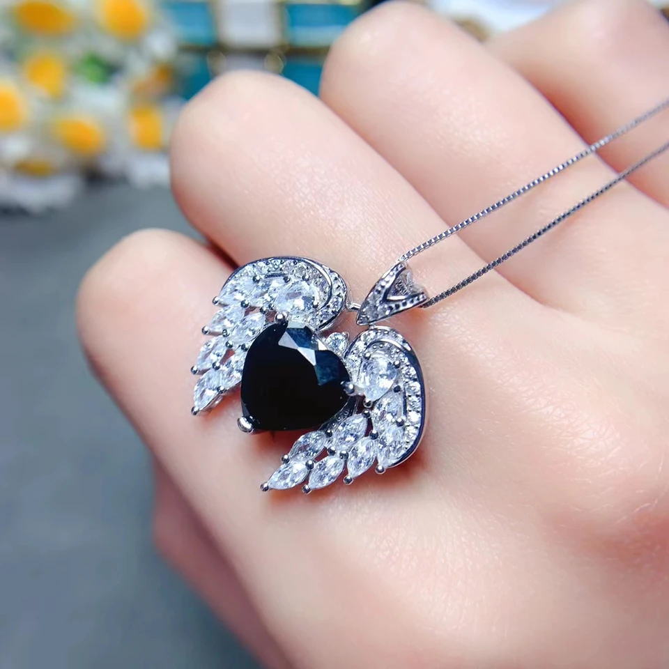 Gotický štýl 925 Strieborný výkyvný prívesok pre mužov 10 mm prírodný čierny spinel prívesok so strieborným náhrdelníkom módne muži spinel šperky