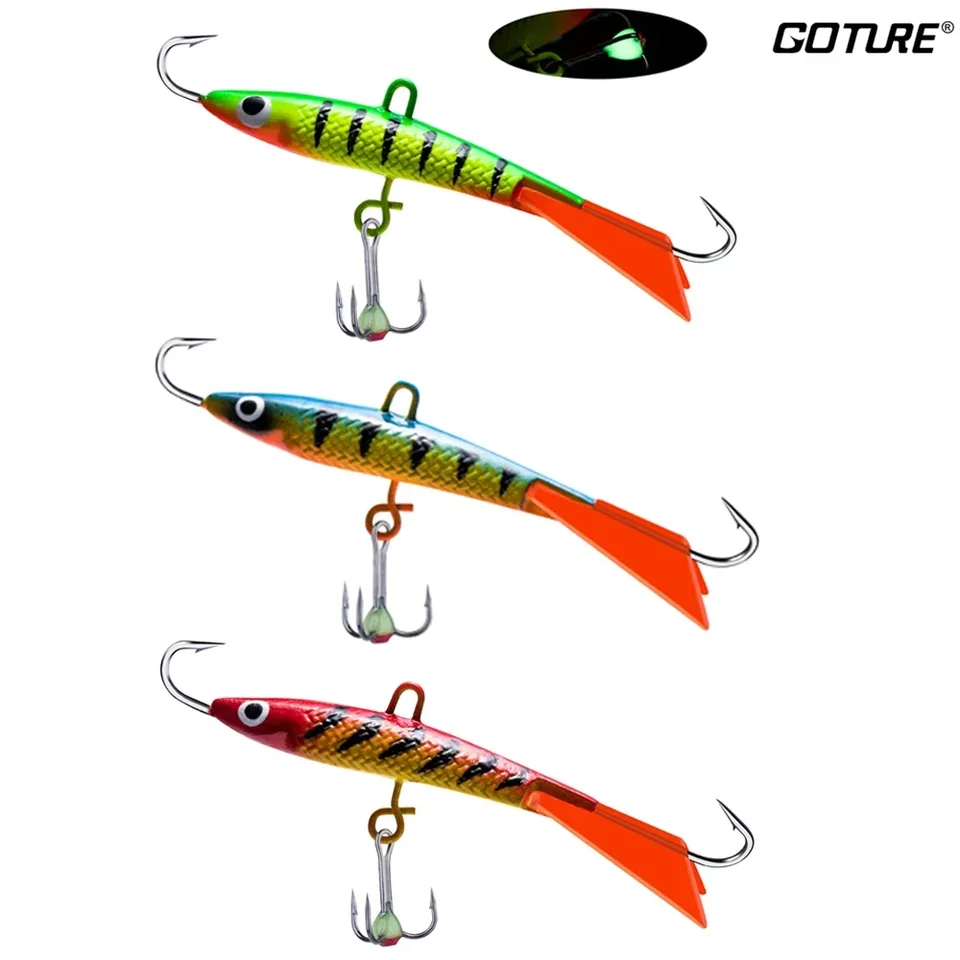 GOTURE 3KS/SET ICE RISHING NÁSLUŠENIA BALANCERS SOPTING Zimné prípravky Wobblers návnada 15.7G #10HOOK pstruh basy Pike Carp Fishing Swimbait