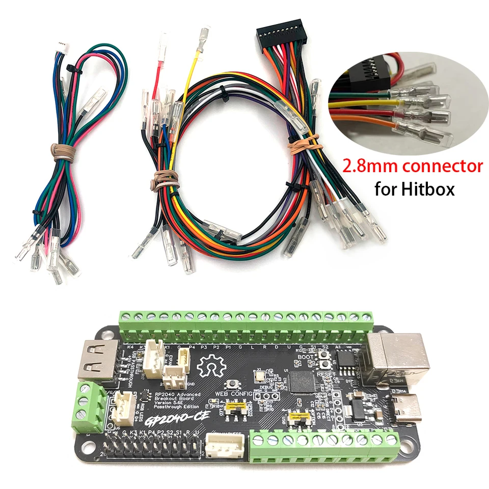 GP2040-CE Advanced Breakout Board USB Passthrough Fighting Board pre Arcade Hitbox Mixbox Slimbox DIY Fighing Stick Work PC PS4