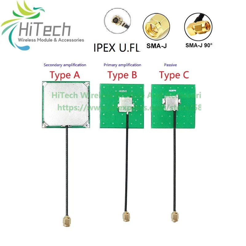 GPS L1 L5 Dual Band Active High-presné polohovanie Keramická anténa Pasívna interná anténa IPX/SMA-J/Ange 28DBI 12 cm káblového kábla