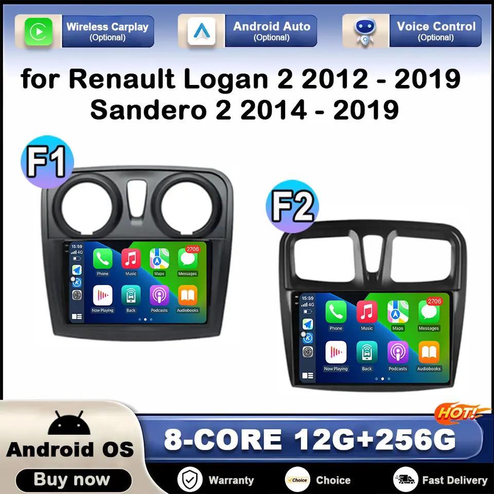 GPS Navi Car Multimedia Player pre Renault Logan 2 2012 - 2019 Sandero 2 2014 2015 - 2019 HD Touch Screen DSP Stereo CarPlay BT BT