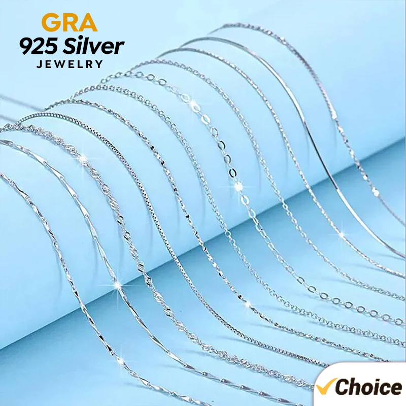 GRA 40 cm 45 cm Minimalistický ženský náhrdelník pre ženy na krku Real 925 Sterling strieborné retiazky náhrdelníky Dievčatá módne jemné šperky