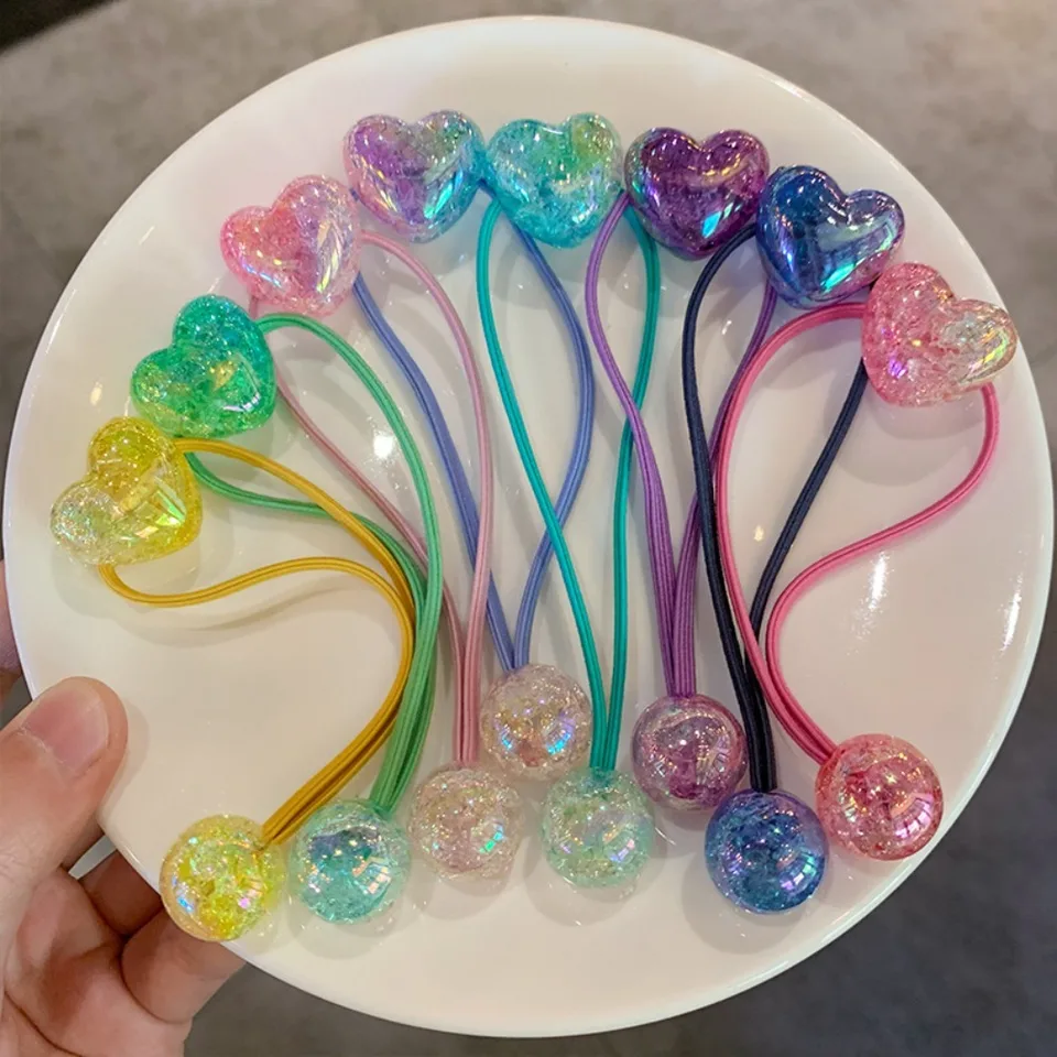 Gradient elastické vlasové pásy hlavy hlavy crack srdce elastické držiak na cvok scrunchie vlasy