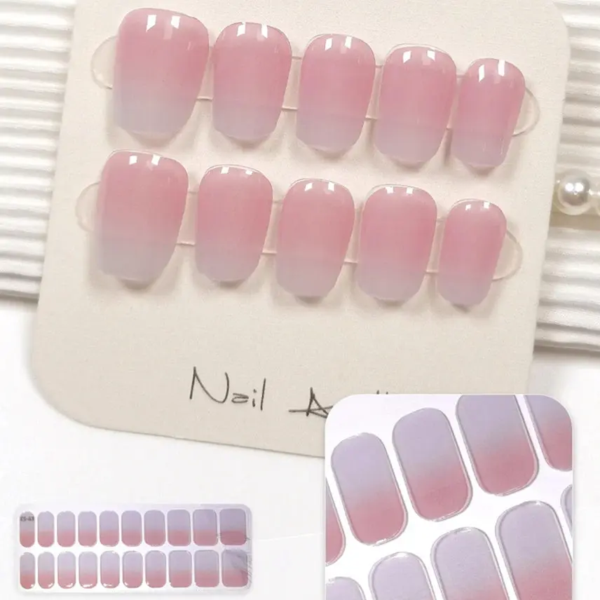 Gradient Pink Gel Gel Natly Resty Patch Sliders Adhheve vodotesné dlhotrvajúce celé kryt