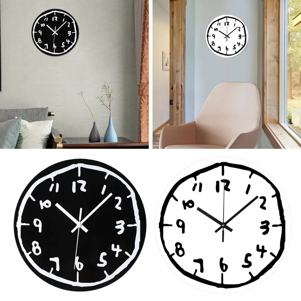 Graffiti nástenné hodiny umelecké hodiny minimalistické jedinečné dekoratívne hodiny 12 -palcové moderné hodiny domáca kancelária Stránka