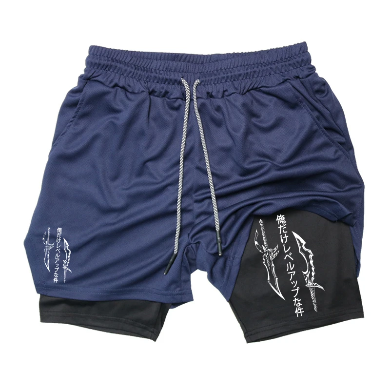 Grafika 2 v 1 cvičenie bežecké šortky pre mužov pre mužov Atletic Performance Shorts s kompresnou vložkou vreckovej uterákovej slučke