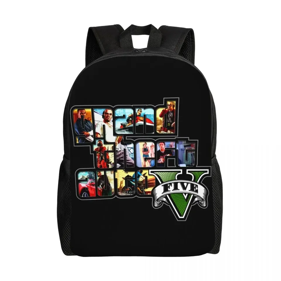 Grand Theft Auto Notebook Backpack Men Dámske základné bookbag pre vysokoškolskú školu Študent GTA Adventure Game Bags