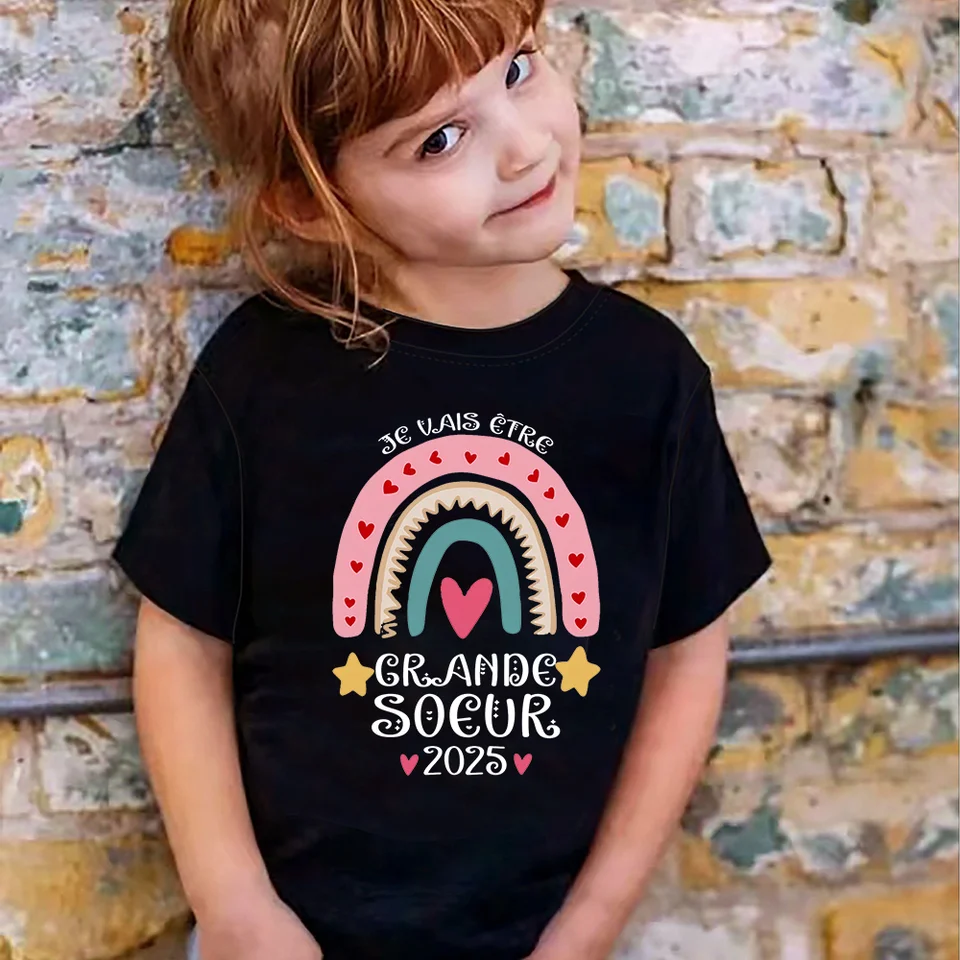 Grande Soeur 2025 Tehotenstvo oznámenie oblečenie Kids dievča s krátkym rukávom TEE Top Future Big Sestr pre deti tričko