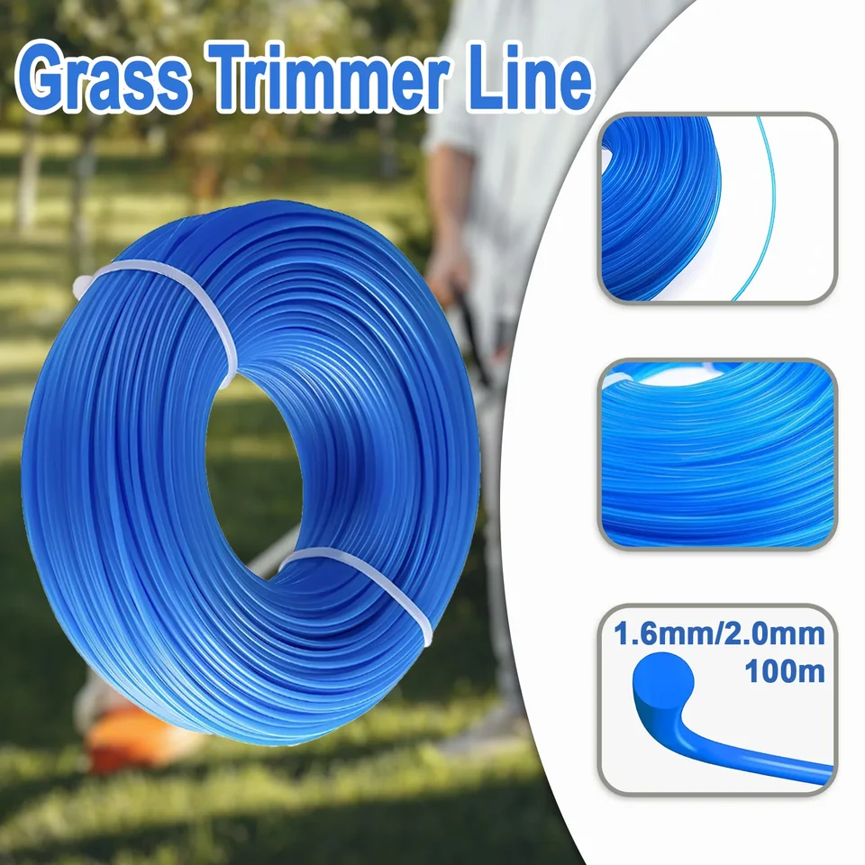 Grass Trimmer Line Domáca záhrada 1,6 mm/2,4 mm*100 m dlhá domáca záhrada Nylon Strimmer Line Priehľadná pre vysoko kvalitný trávnik