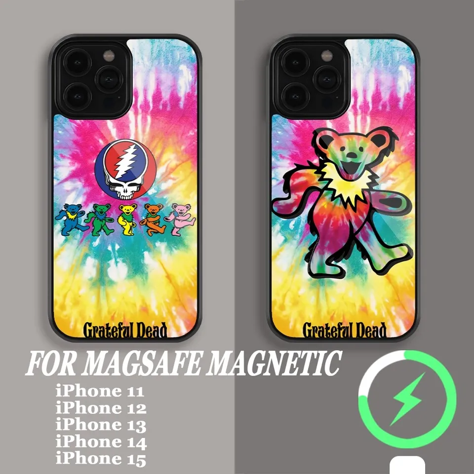 Grateful Dead Dance Bear Pase pre iPhone 11 12 13 14 15 Pro Max Plus Magsafe Magnetic Wireless Cover Nabíjanie