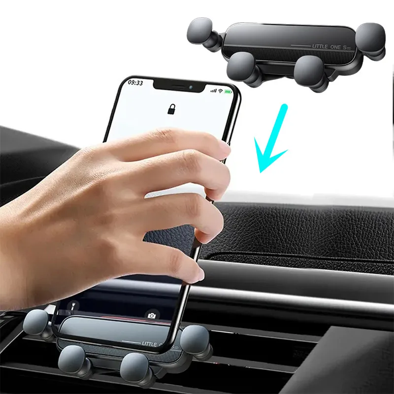 Gravitačný automobil Držiteľ Air Vent Clip Mount mobilný mobilný telefón stojan v aute Podpora pre iPhone 13 12Pro Xiaomi Samsung Telefón