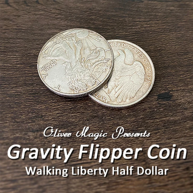 Gravity Flipper Coin (Walking Liberty Half Dollar) od Oliver Magic Trics Magic Magic Close Up Illusion Magicians Prop Gimmick