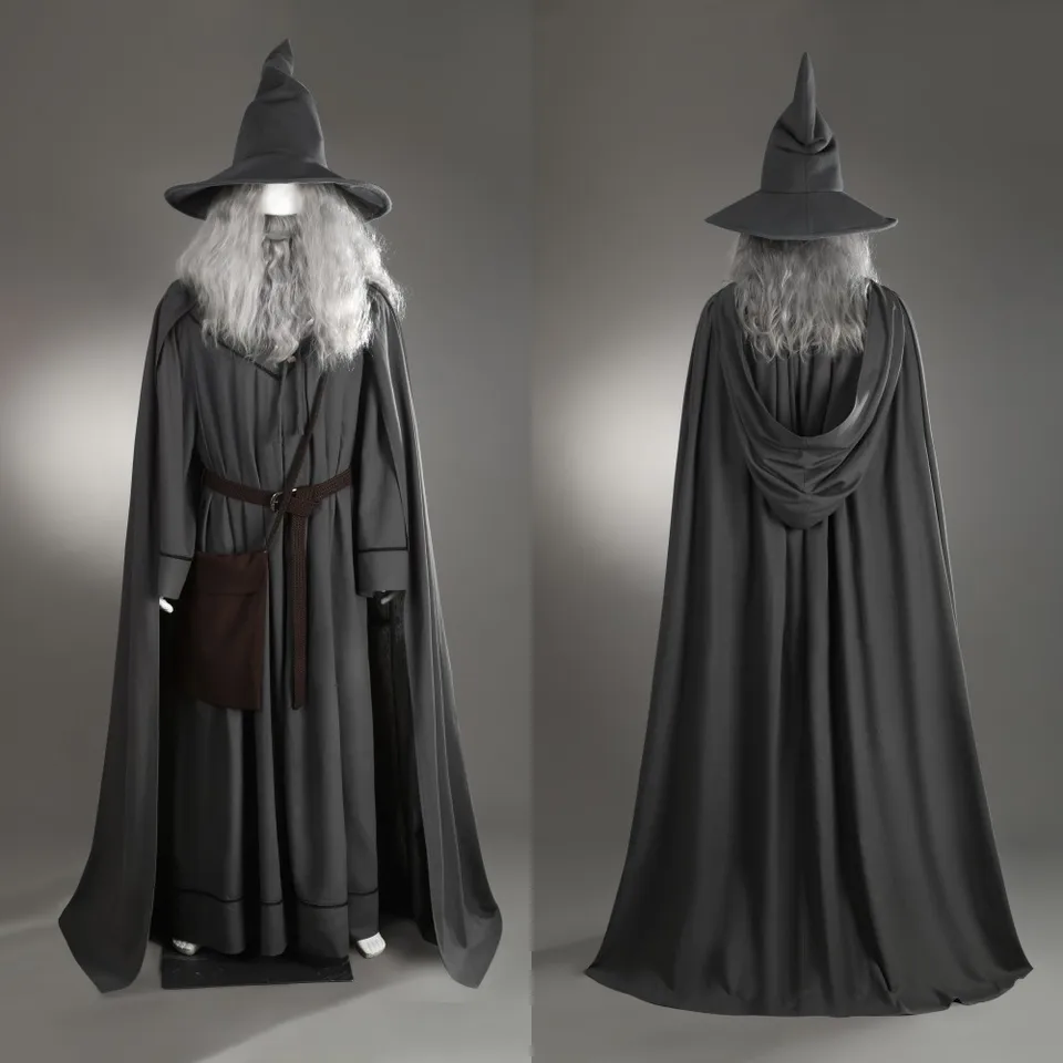 Gray Gandalf Cosplay kostým plášťový plášť s klobúkom parochňou brada Halloween Carnival Suit vlastná veľkosť