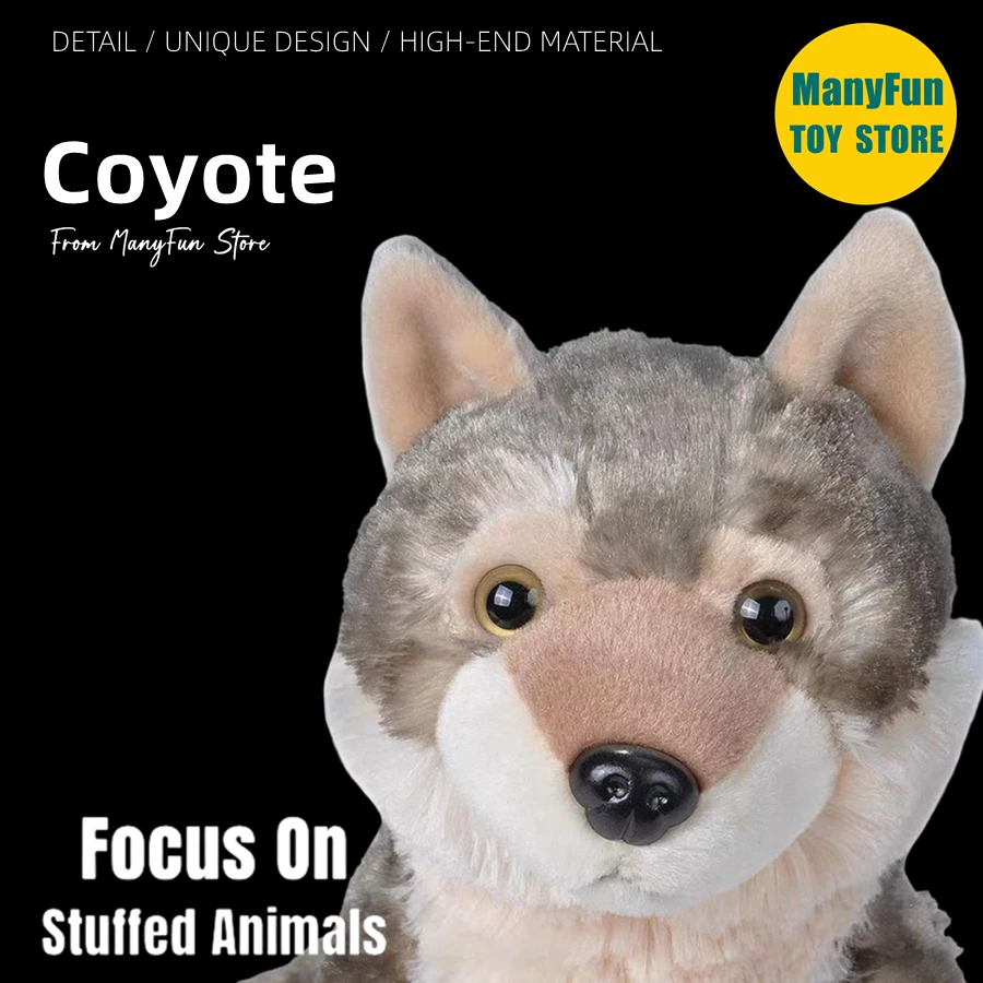 Gray Wolf plyšový hračkársky hračky Hračky High Fidelity Coyote Plushie Wolf Peluche LiveLikeed Animed Animal