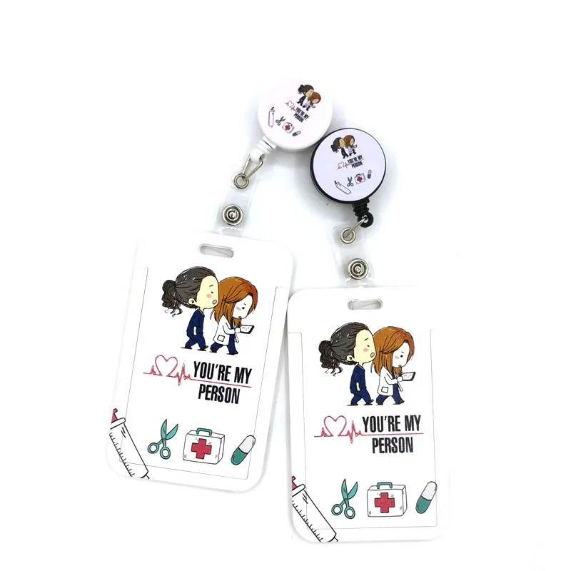 Gray's Anatomy Fashion Women Držiteľ kariet Lanyard Farebný zatiahnuteľný odznak navijak sestra Doctor Card Clips Držiteľ odznaku