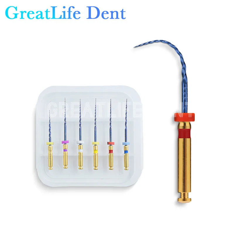 GreatLife Dent 10Box Ldenspay 21 mm 25 mm SX-F3 Blue Gold Dental Tepely aktivované kanálové koreňové súbory Ošetrenie rotačnými endodontickými súbormi
