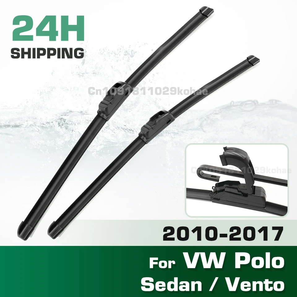 GreaToad Wiper LHD & RHD predné stieračové čepele nastavené pre VW Polo Sedan / Vento 2010 - 2017 Černé sklo čelného skla kefka 24 